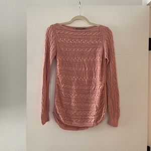 Lauren by Ralph Lauren Boat Neck, Cable Nit Sweater, Blush Pink, Size S